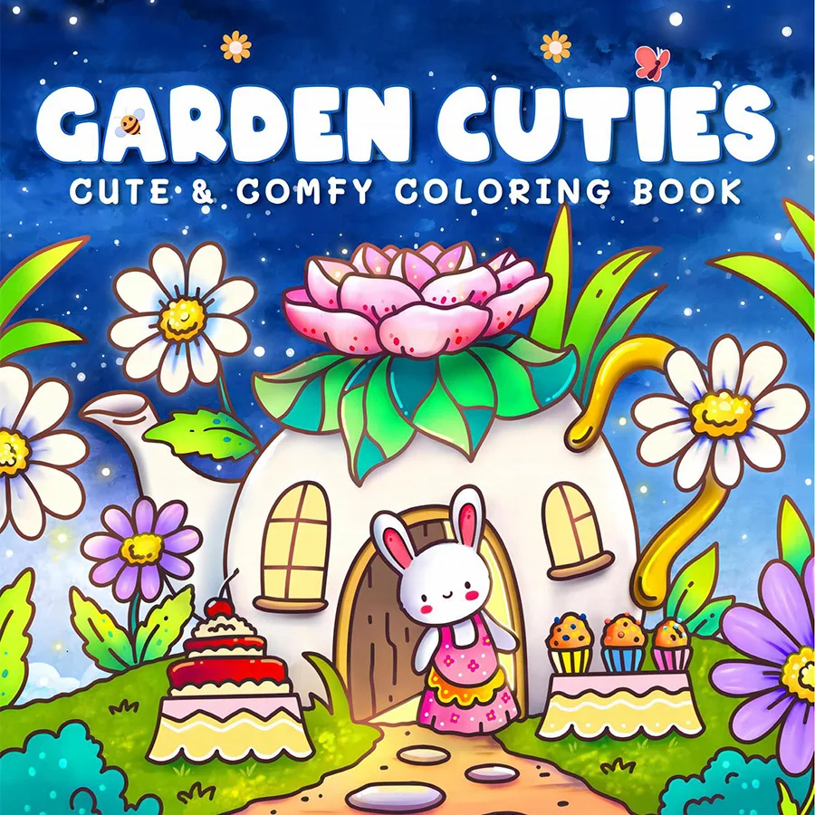 Livre de coloriage pour adultes Garden Cuties, activités d'art-thérapie et de pleine conscience, soulagement du stress et relaxation pour femmes et hommes
