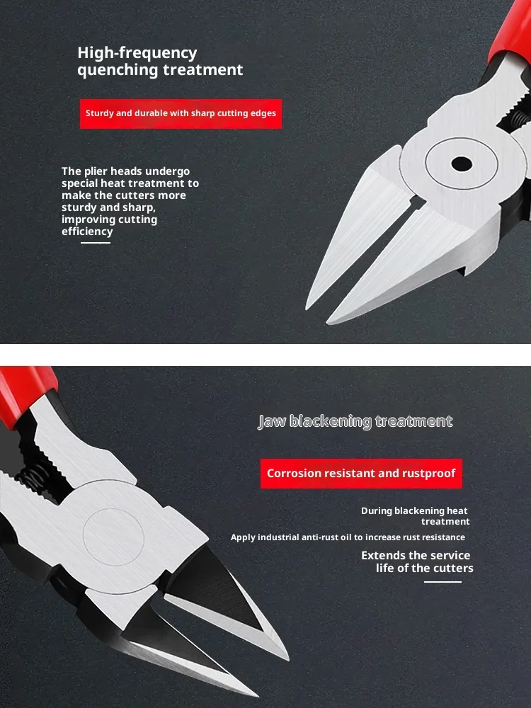 Multifunktionale Seitenschneider, Flachschneider, Mini-Diagonalzangen, 3mm/5mm Draht- und Kabelschneider, Schwarze CRV-Handwerkzeuge – Detail 9