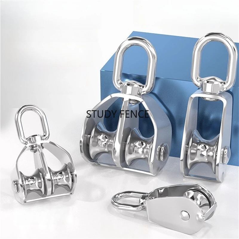 

1pc 304 Stainless Steel Single/double Pulley Wire Rope U-shaped Lifting Ring Lifting Wheel Fixed Pulley Hardware Accessories