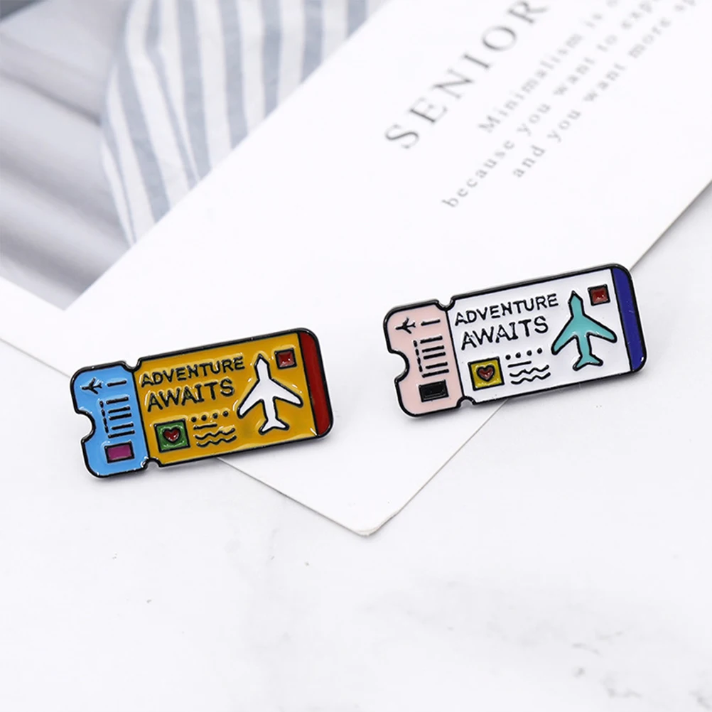 

1Pcs Stamp Ticket Plane Ticket Series Brooch Pin Durable Brooch Costume Props Decoration Chic Ornament Breastpin Small Gift