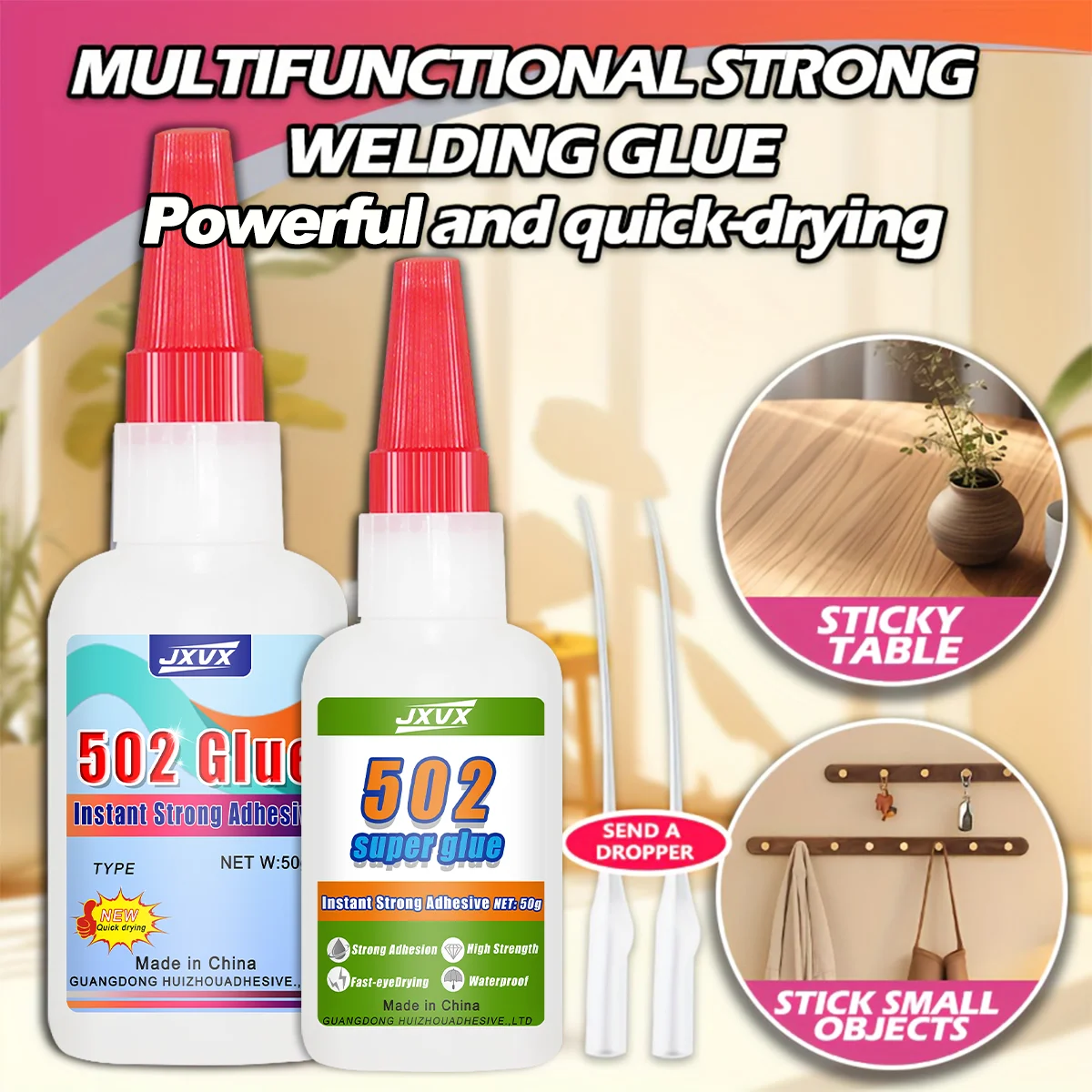 502 Super Glue - High-Strength, Fast-Drying, Multi-Purpose Adhesive For metal, plastic, glass, crafts, DIY, model repair, toy restoration, shoe fixing and maintenance 10-pack