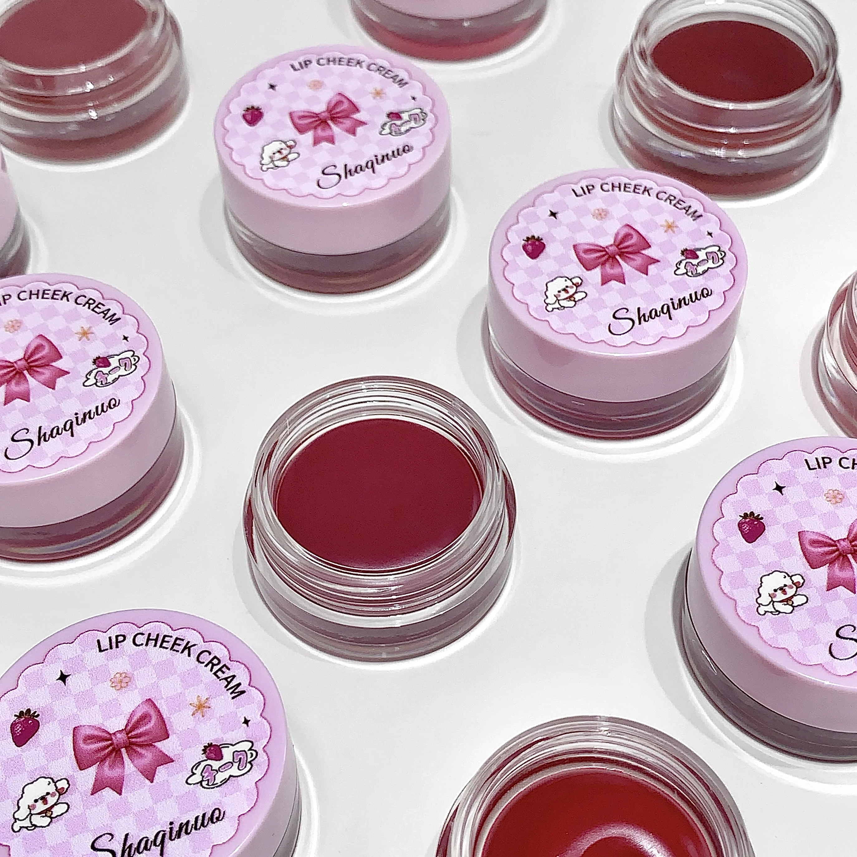 أحمر شفاه طين الشفاه ثنائي الغرض للشفاه والخد SHAQINUO كريم أحمر خدود أحادي اللون غير لامع سهل الاستخدام #5