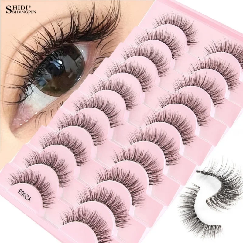 SHIDISHANGPIN 3D ミンクまつげフルつけまつげふわふわうっすらとしたボリュームまつげ自然な見た目クリアバンドフェイクシルメイクアップ