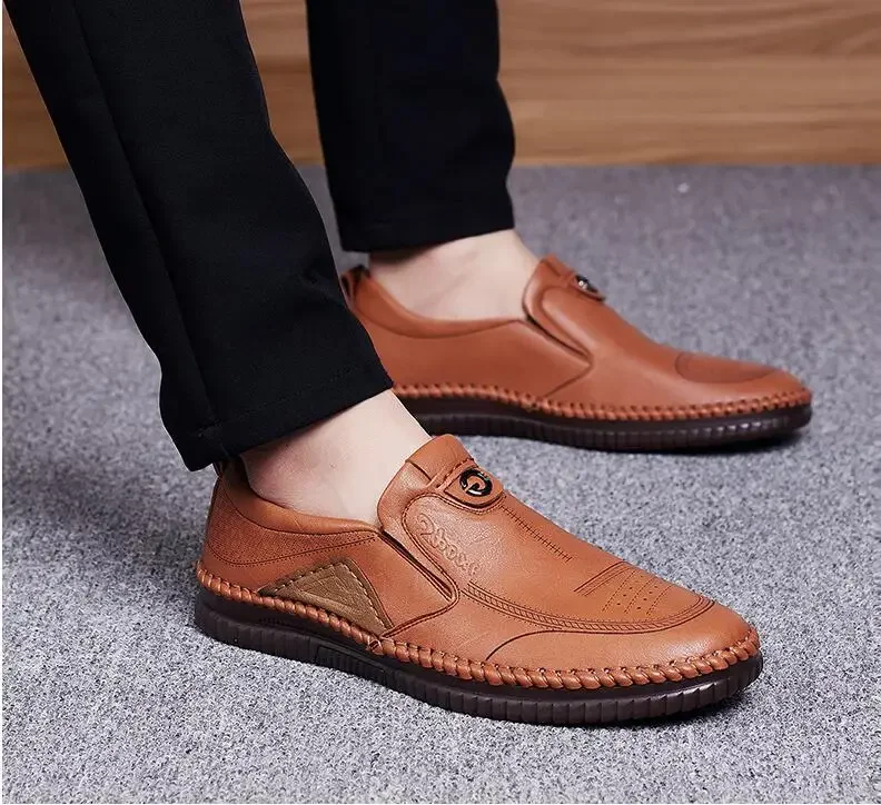 High Quality Genuine Leather Mens Shoes Summer Casual Men Sports Men\'s Loafers 2023 New Moccasin Elegant Dress Man Luxury Shoe