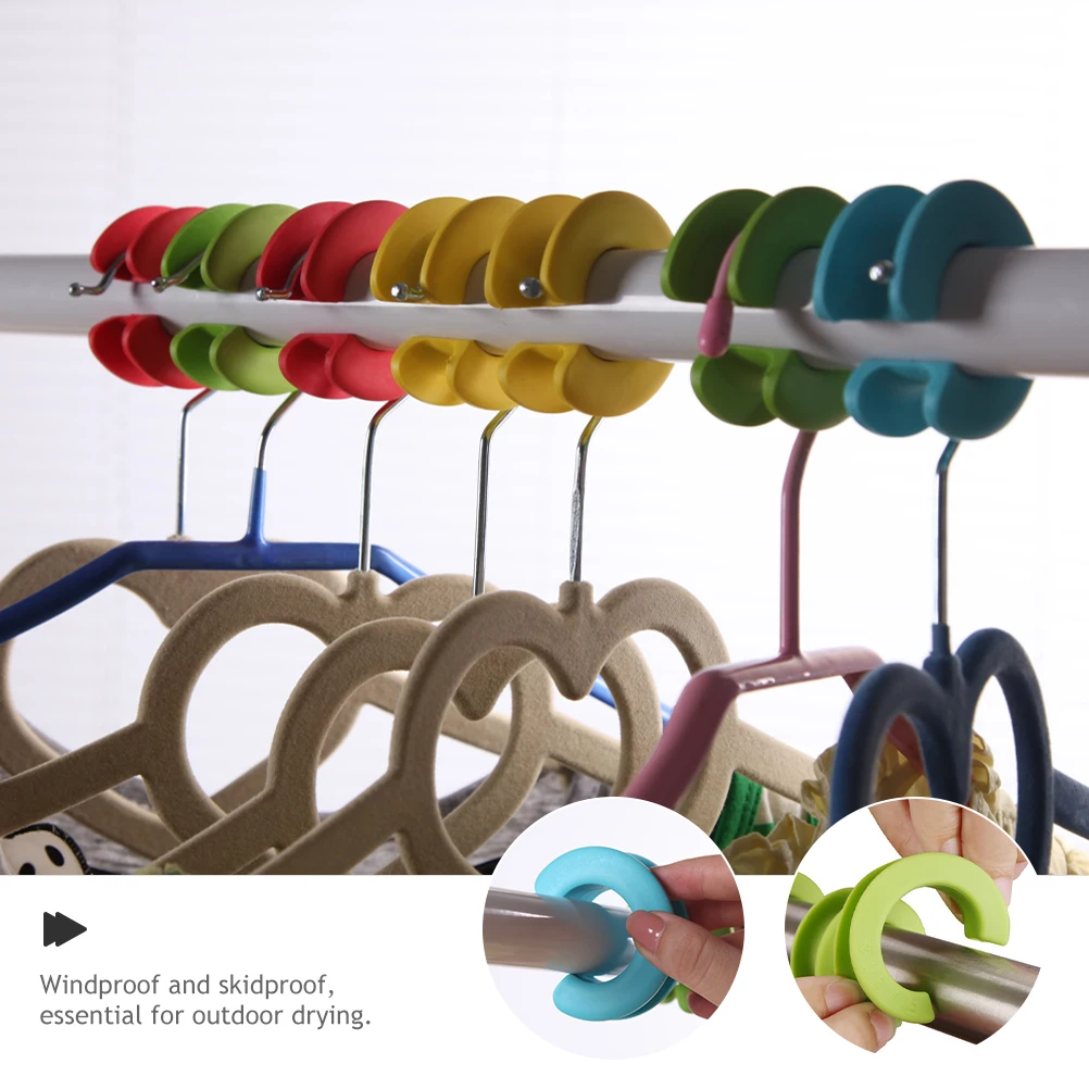 

12 Pcs Windproof Fixing Buckle Hanger Buckles Rings for Clothes Coat Hooks Spacer Spacers