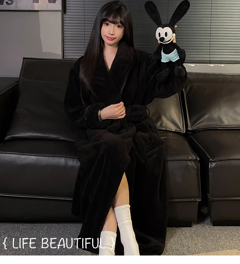 Plush robe women-black