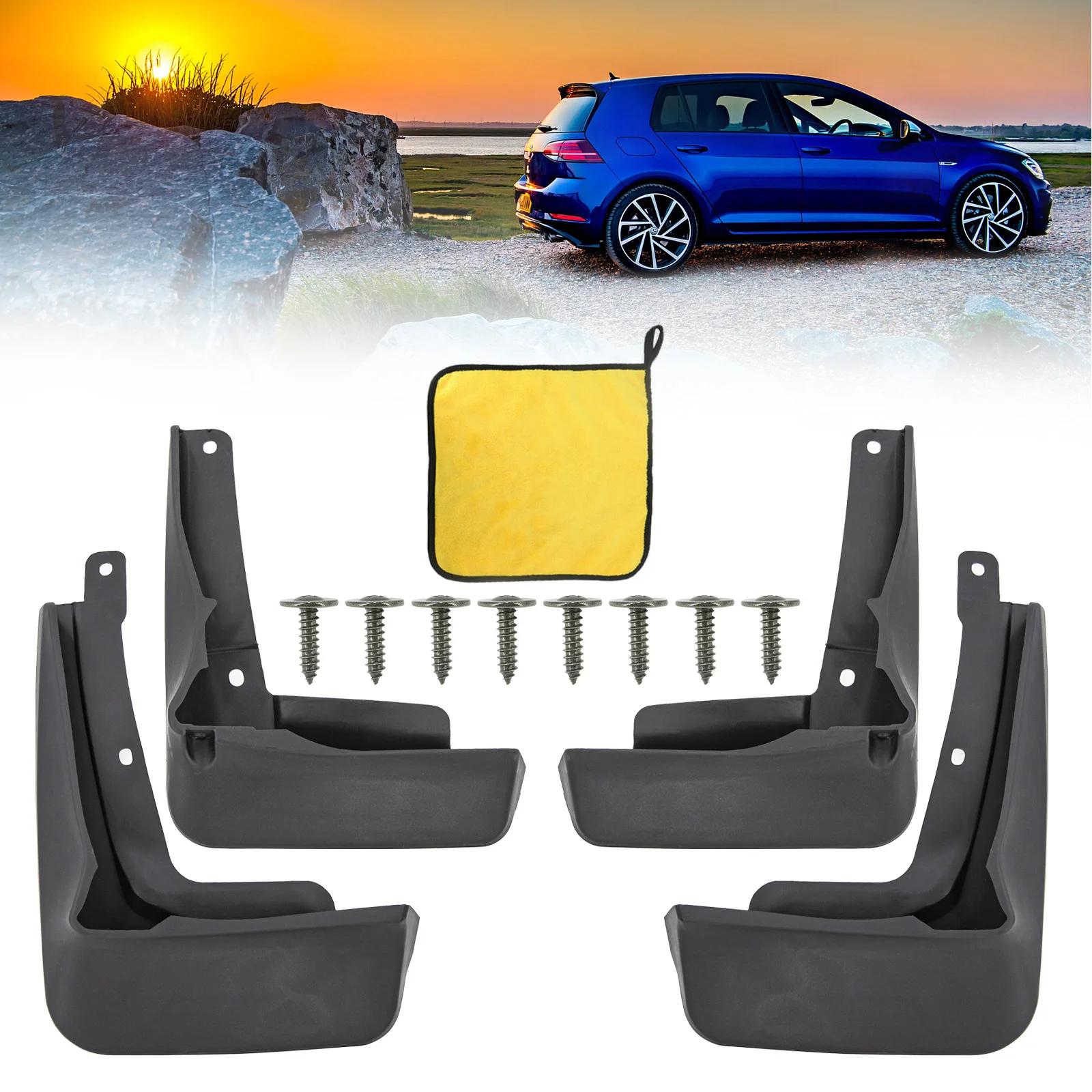 New Set FOR VW Golf 8 MK8 R-Line GTI GTD GTE Hatch 2020 2021 2022 Splash Guards Mud Flaps Mudguards Flap Fender Cover W/ Screws