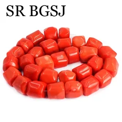 12-14mm Red / Orange Column Fashion Jewelry Design Real Genuine Natural Sea Bamboo Coral Beads Strand 15