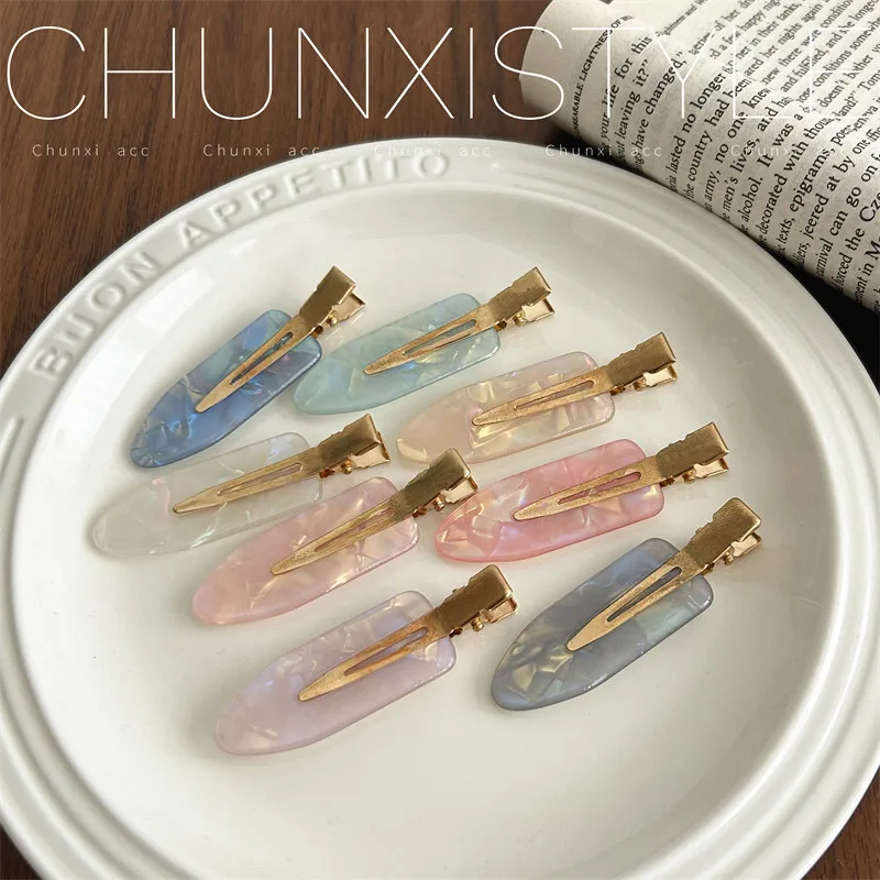 

Summer Acetate Seamless Side Hair Clips for Women Japanese Fashion Bangs Hair Barrettes Comfortable Non Marking Hairpins Sweet