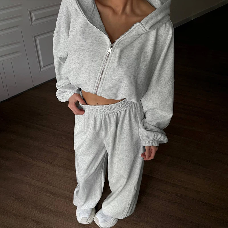 Tornova Casual Felpa con cappuccio Tuta sportiva per le donne Cappotto corto con cerniera 2025 Autunno Nuovi pantaloni al gamba Abito Casual Allentato Lady Tracksui