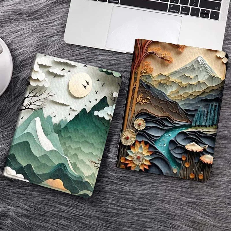 

Cartoon Mountain Moon Art Tablet Case For Samsung Tab Galaxy S6 S11 A A7 A8 A9 A11 10.1 10.4 10.5 Plus Lite Gift