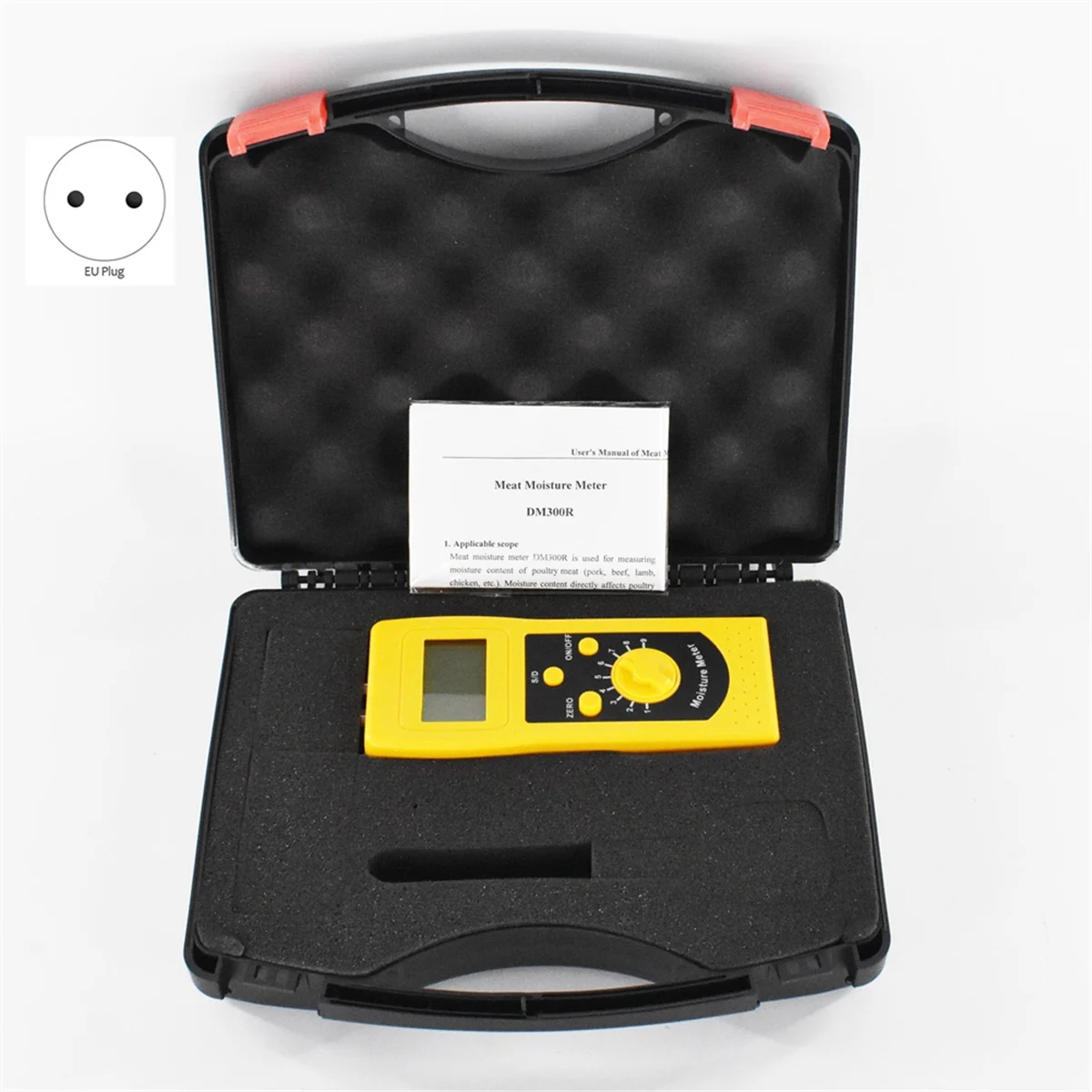 DM300R Digital Meat Moisture Meter Pork, Beef, Lamb, Chicken Moisture Analyzer Range 10-90% with LCD EU Plug