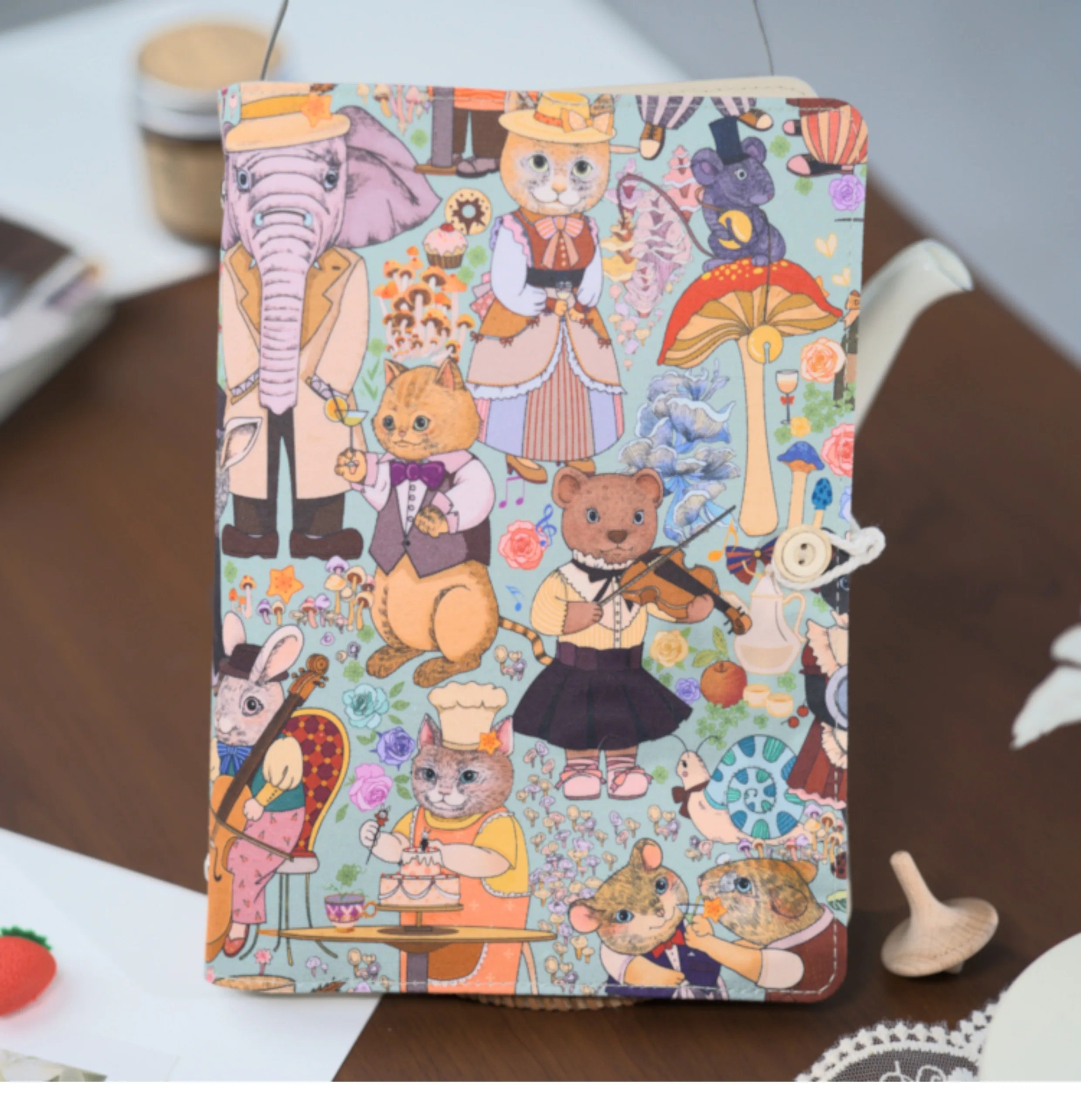 ภาพประกอบพิมพ์ใบหน้าผ้าสัตว์น่ารัก A5 คู่มือสมุดบัญชีมือวรรณกรรม Binder แบบหลวม