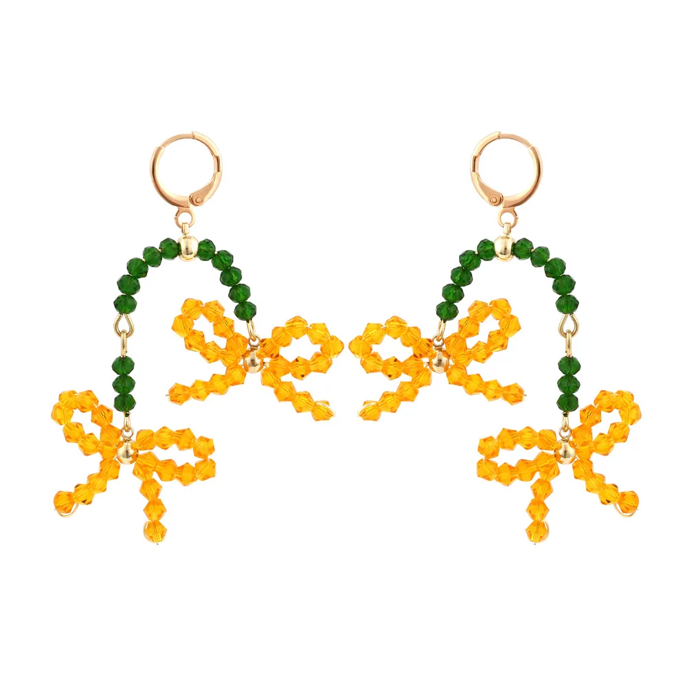 Korean Hand Woven Glass Rice Beads Flower Tassel Earrings Women\'s Cute Glamour Dangle Earrings Party Jewelry Accessories