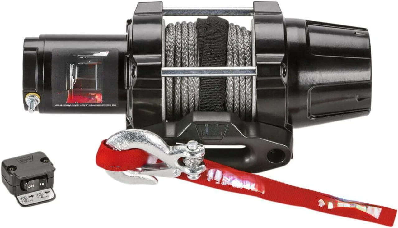 Powersports Winch with Handlebar Mounted Switch, Synthetic Rope, 3, 16 