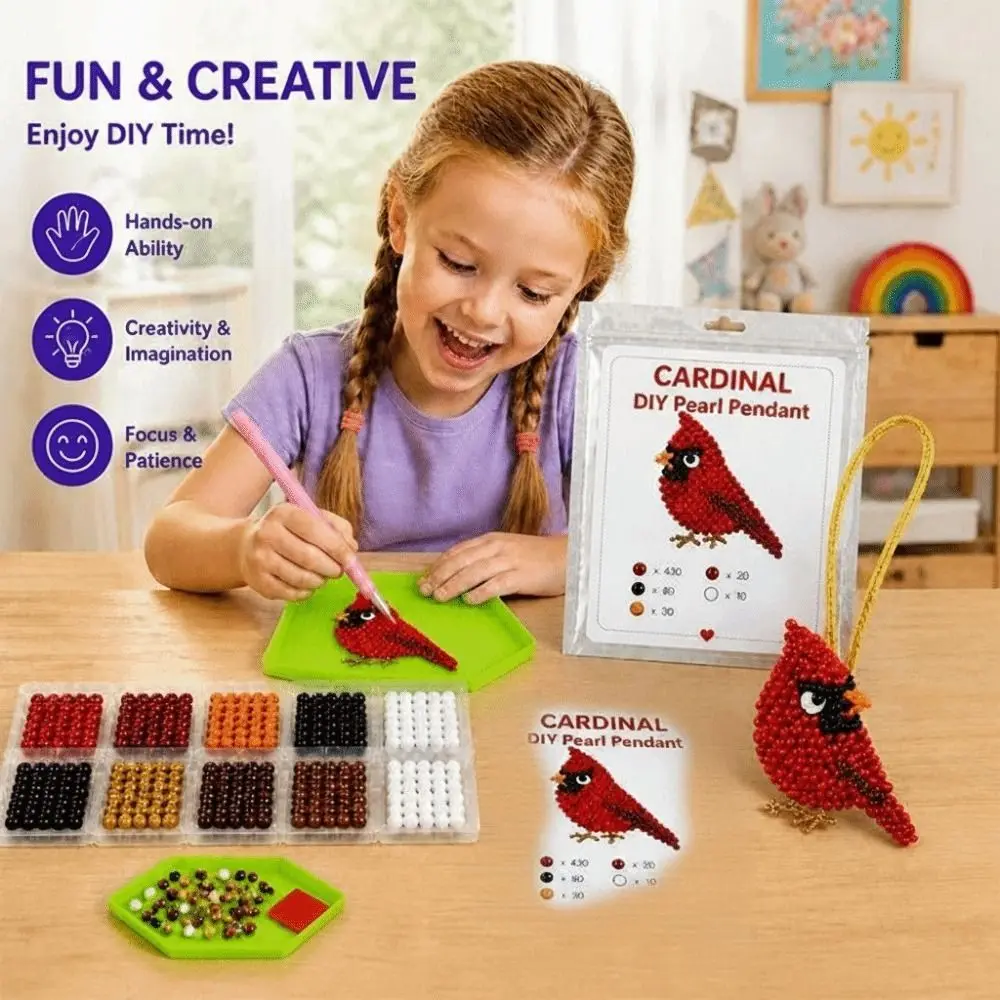 Tiny Beads 3D Beaded Animal Kit Cute Design Creative Craft Paste Beads Kit Animal Shape Animal Pendant Set Gift Giving