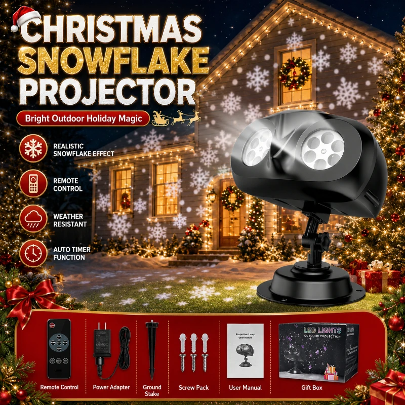Outdoor Christmas Projector Light LED Snowfall Projection Lamp IP65 Waterproof Remote Control Xmas Holiday Home Yard Decoration