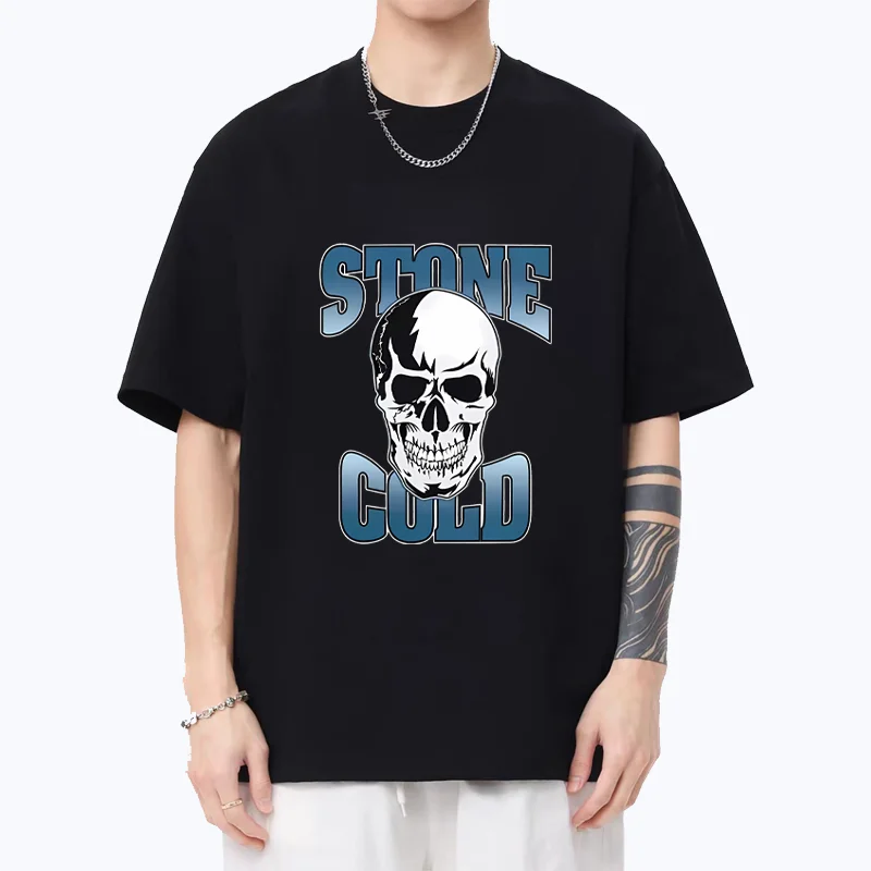 

Stone Cold Steve Austin Skeleton Graphics High Quality T Shirt Men women short sleeve vintage t-shirt gothic 100% Cotton TShirts
