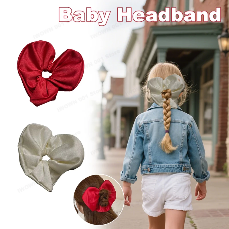 Czerwona satynowa opaska do włosów w kształcie serca Gumki do włosów Niski kucyk Akcesoria do włosów Kucyk do włosów Akcesoria do włosów dla niemowląt