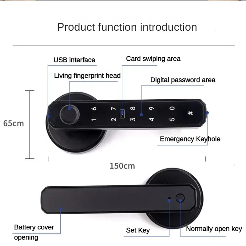 

Digital Electronic Lock with Password Key IC Card Replaceable Household Spherical Electronic Lock Indoor Fingerprint Door Lock