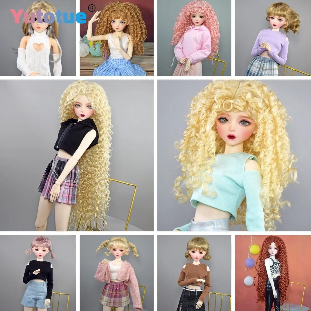 Yutotue Dolls Wig Soft Hair for 1/3 BJD Doll Curly Braid Colorful BJD Wigs 8 Types Only Wigs