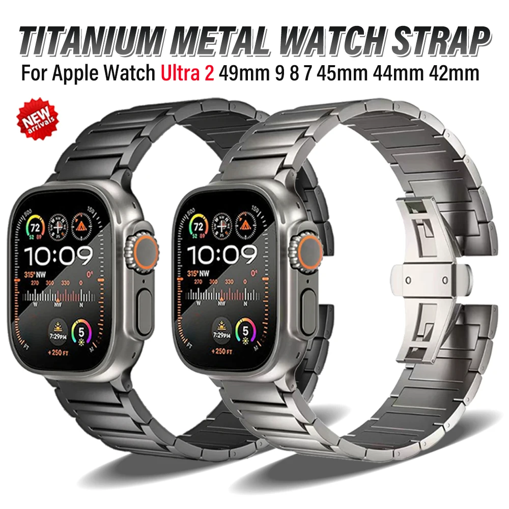 Luxury Titanium Metal Band For Apple Watch Ultra2 49mm 9 8 7 45mm 42mm Business Bracelet For iWatch Series 6 5 4 Se 3 44mm Strap