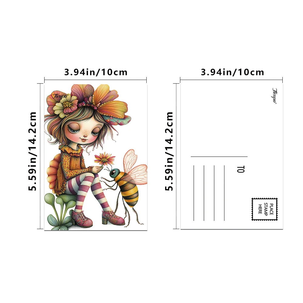 16pcs Flower Fairy Postcards, New Year Gifts, Christmas Gifts, Living Room Decoration, Bedroom Decoration, High-Quality Cards