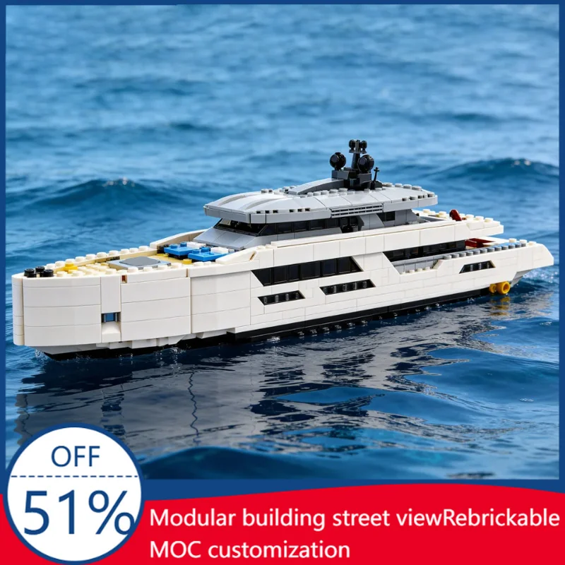 

2977 PCS MOC Scale Yacht Model – White (2977 Pieces) Building Blocks Brick Children Assembly Toy Birthday Creative Display Gift