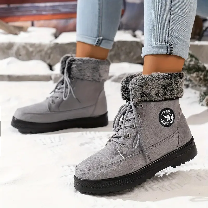 

Women's Short Ankle Bootie Ins Popular Autumn and Winter Boots Warm Unisex Short Boots Lace-up Shoes Outdoor Snow Boots