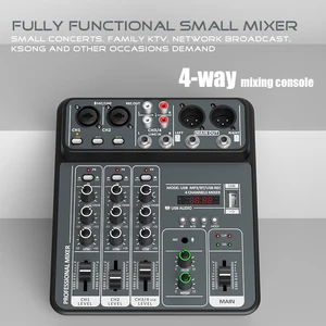 Mixer Audio 4 Saluran Mixer Suara Studio USB Daya Hantu 48V Pencampuran Konsol DJ Bluetooth untuk Karaok 8 peralatan studio audio penjualan terbaik - №