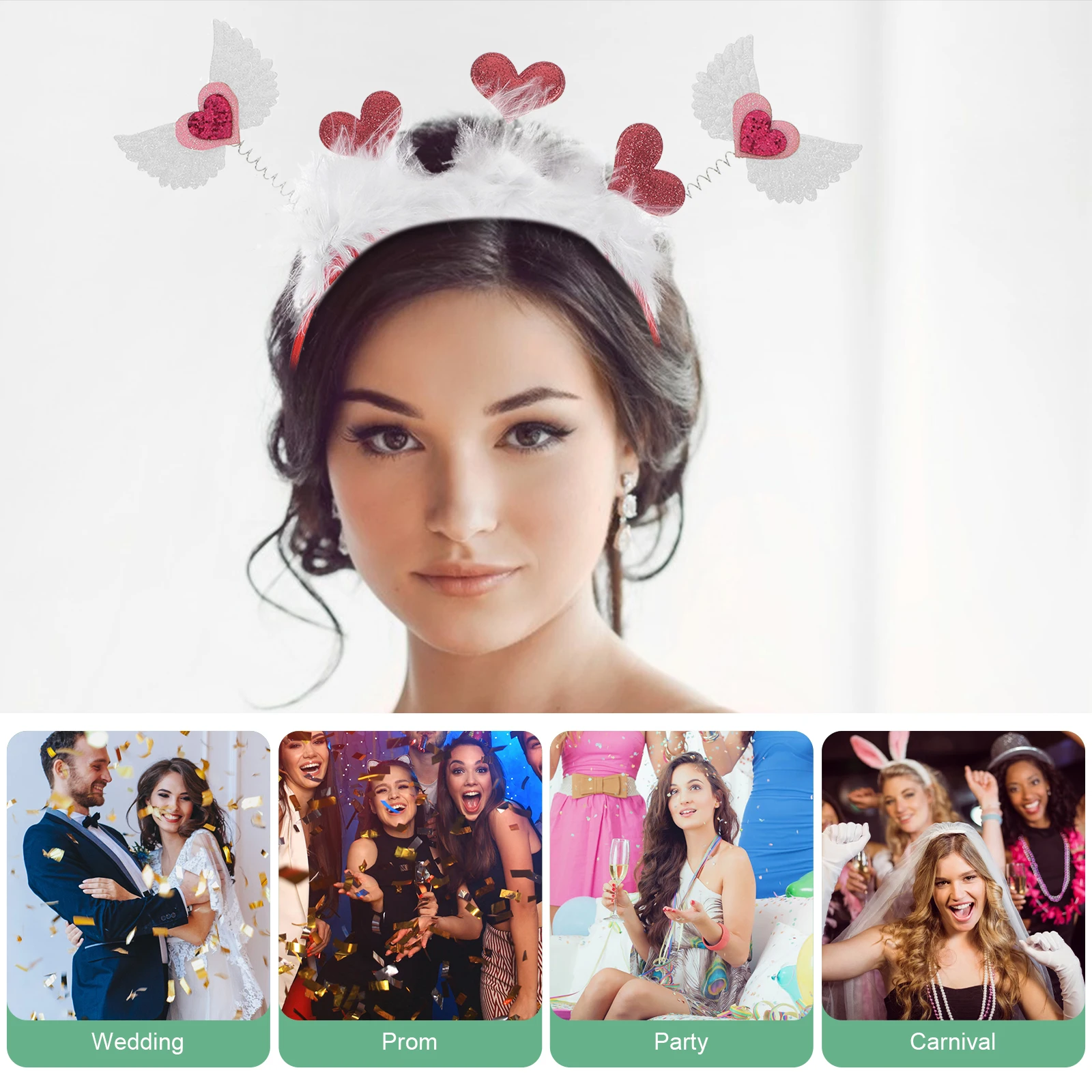 

Heart-Shaped Headband Soft Valentine Party Accessory For Women Adults Wedding Birthday Holiday Event Decor