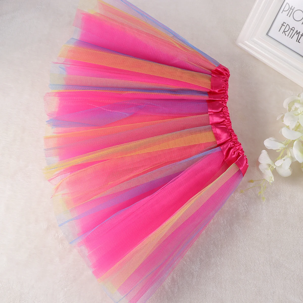 

Kids Rainbow Skirt Girl Tulle Pettiskirts Summer Dance Party Wear Comfortable Premium Material Rose Red Girl Tulle Skirt