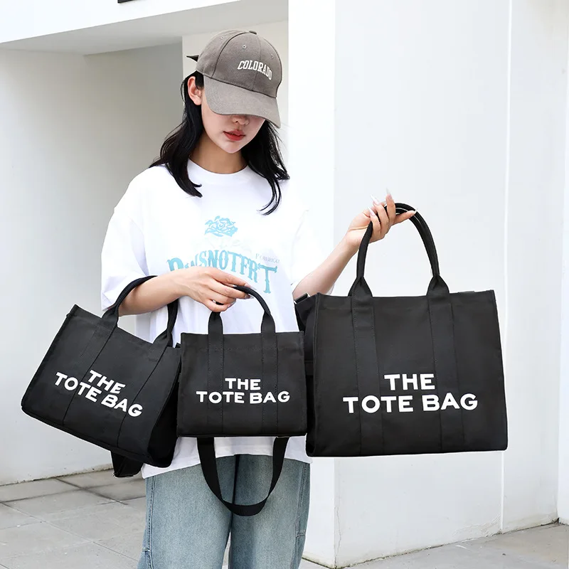 Bolso de mano de lona a la moda para mujer, bolsos de diseñador con letras para mujer, bolso de hombro tipo bandolera con correa ancha de lujo, bolsos de compras informales