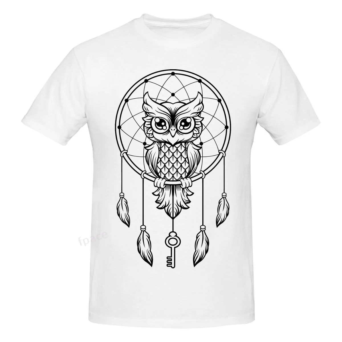 

Men Clothing Tops Owl-shaped Dreamcatcher Men's Basic Short Sleeve T-Shirt