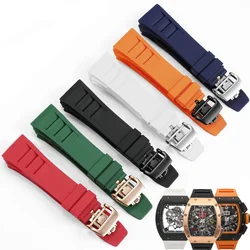 New 25mm Red  Black Green Gray Blue Yellow Orange Rubber Watchband For Richard Mille strap for RM011 Mille Bracelet watch band