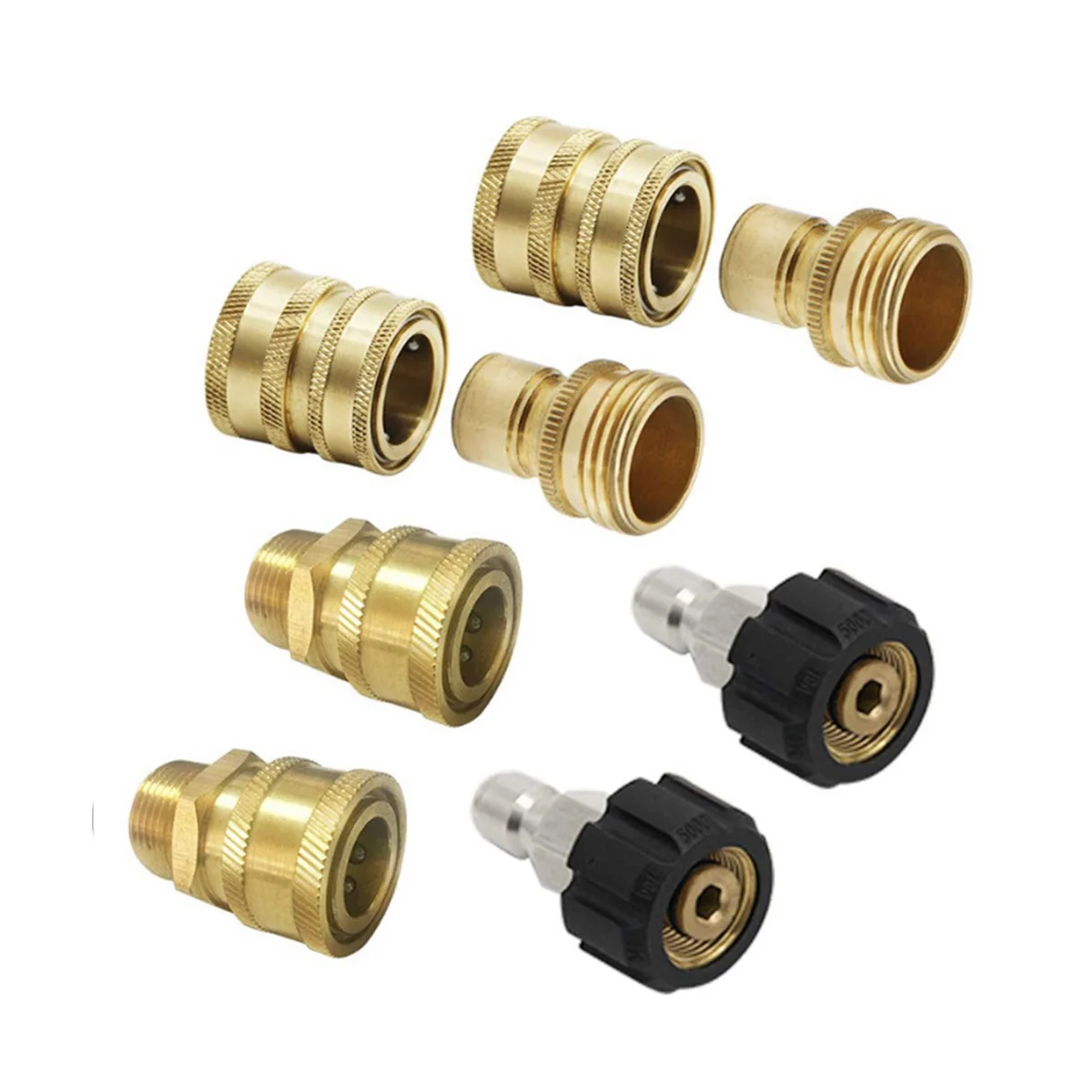 

8PCS Pressure Washer Adapter Set, Quick Disconnect Kit, M22 Swivel to 3/8 Inch Quick Connect 3/4 Inch to Quick Release