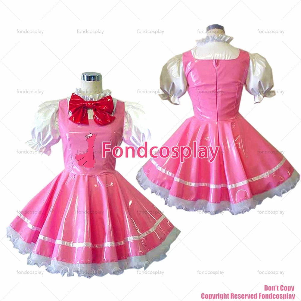 fondcosplay adult cross dressing sissy maid Cardcaptor Sakura Kinomoto heavy pink Pvc Dress cosplay Costume CD/TV[CK945]