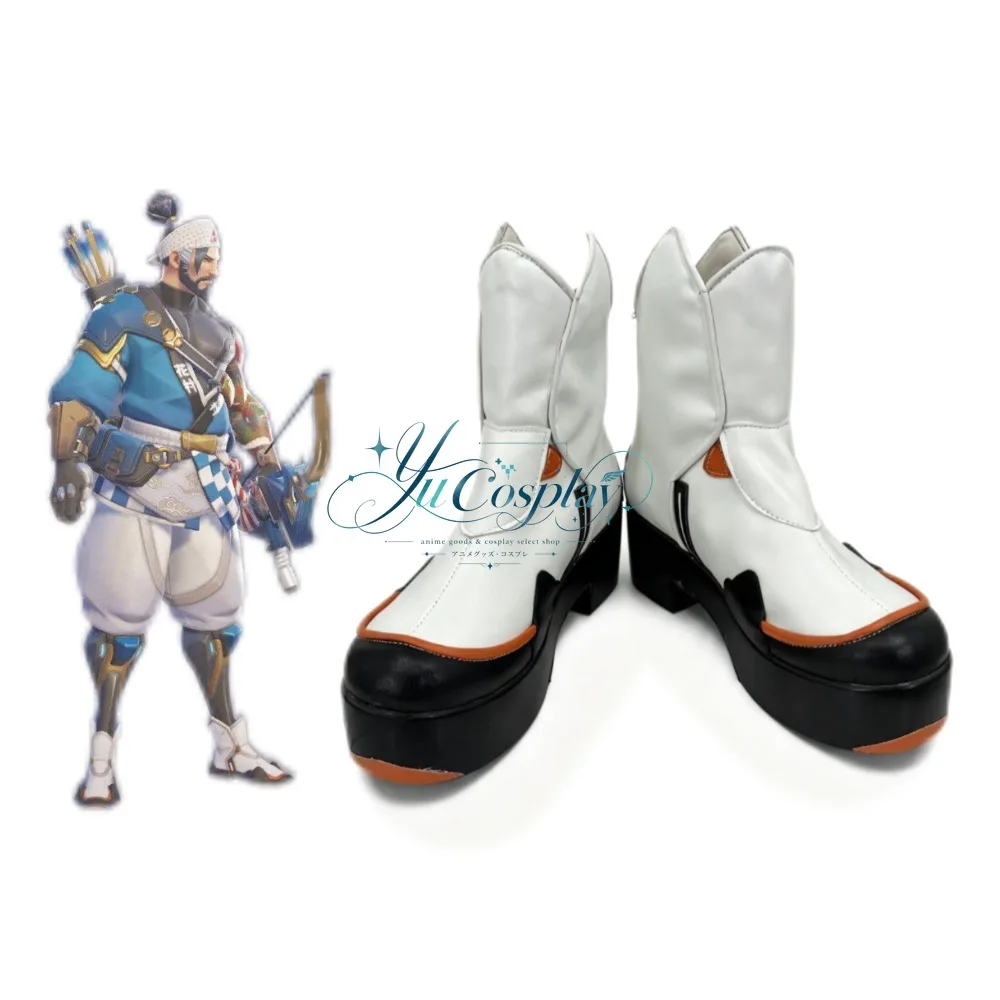 Anime Game Hanzo Cosplay Shoes Male Character Boots Combat Style Footwear for Anime Convention and Stage Performance