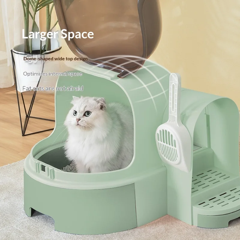 Caja de arena grande para gatos con pasillo cerrado y control de olores - imagen 3