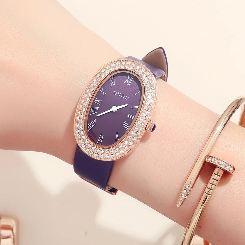 New Stylish Oval Dial Women'S Watch, Trendy Casual Leather Strap Watch, Small Women'S Watch, High-Quality Women'S Wristwatch.