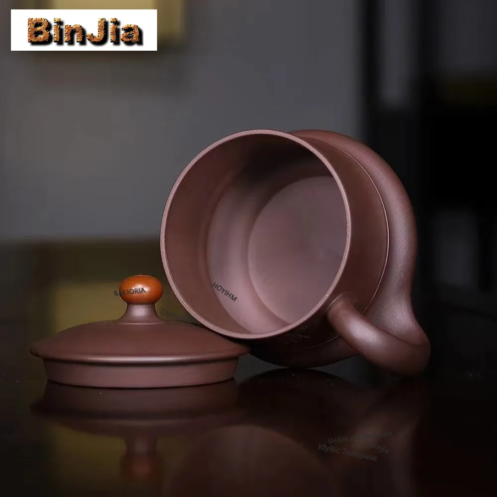 480ml Yixing Purple Clay Good Fortune Always Coffee Mug Milk Cup Afternoon Tea Mug Master Office Water Cup Teaset Decoration