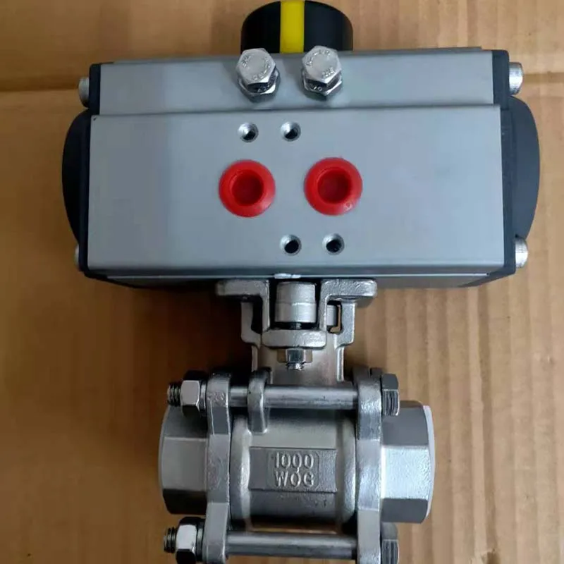 

Three-piece ball valve Stainless steel high platform internal thread pneumatic ball valve SS3041000W