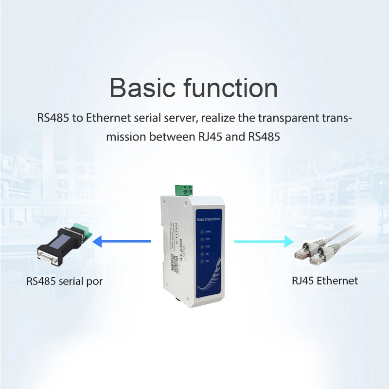 Serial Ethernet Server RS485 RJ45 DC 8~28V IP TCP UDP HTTPD IPV4 Network Protocol Serial Device PLC Transceiver NA111