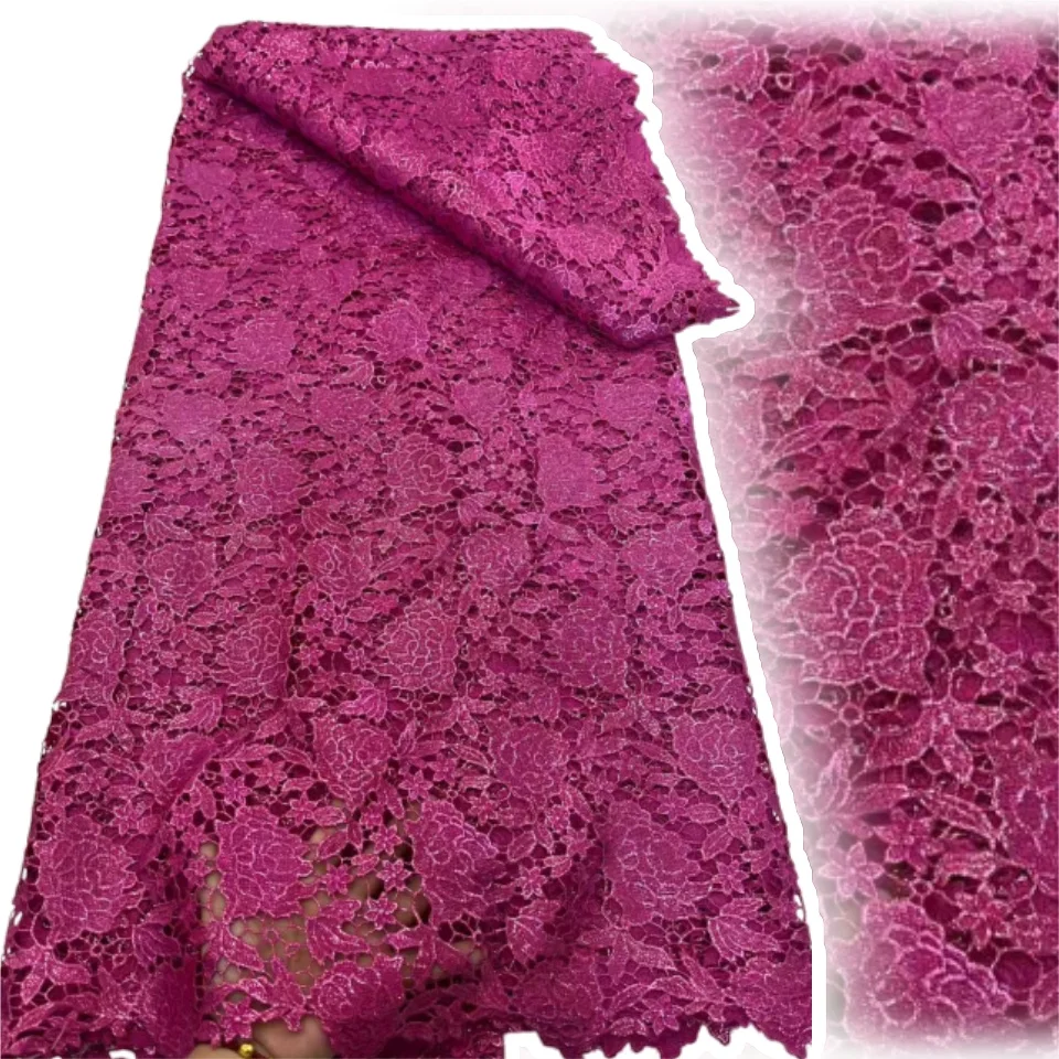 

2025 African French Mesh Milk Silk Lace Fabric Cord Tulle Lace Fabric 5 Yards for Nigeria Bridal Wedding Party Dresses SZ1371