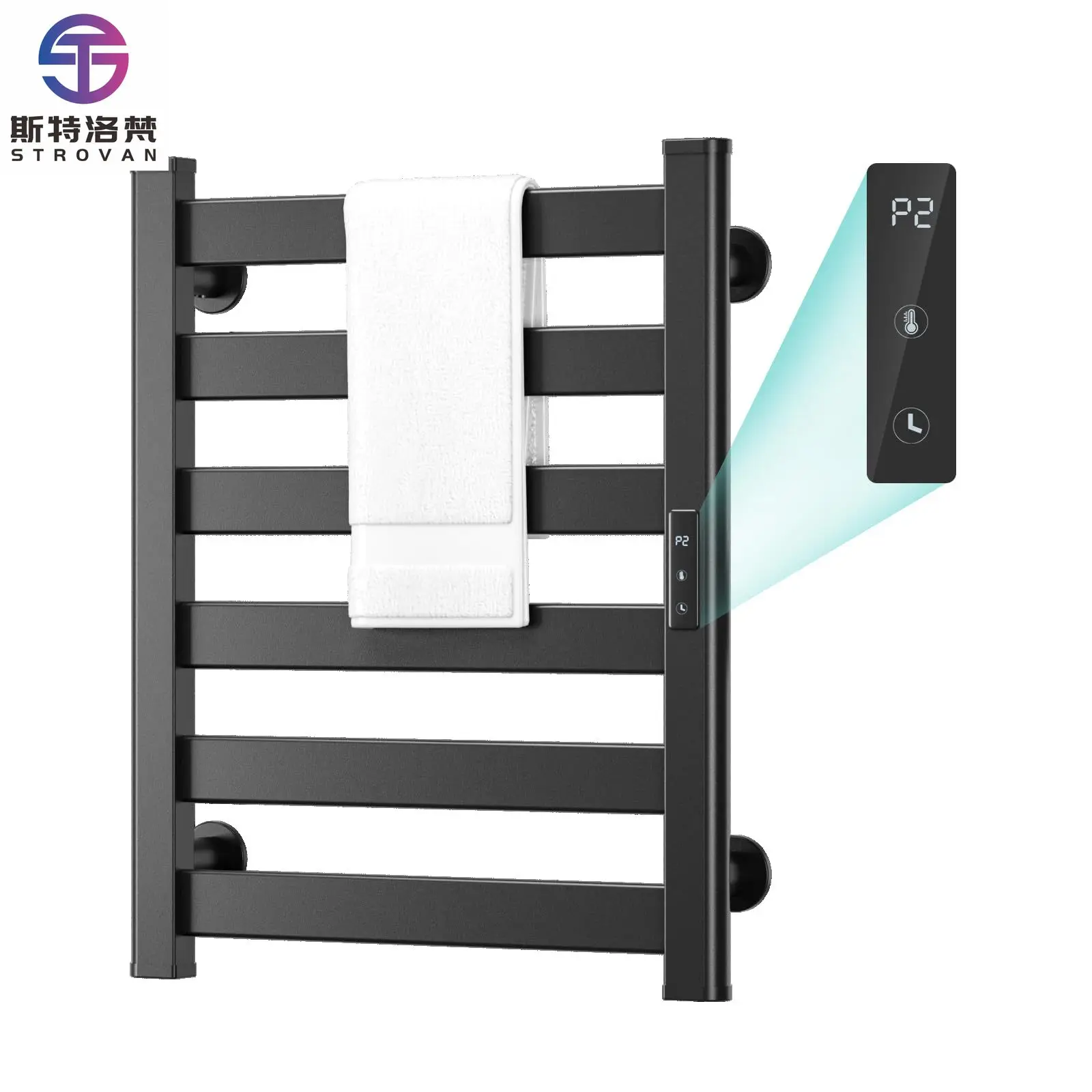 Aluminum Wall-mounted Bathroom Towel Warmer / Electric Towel Drying Rack with Timer and Temperature Control