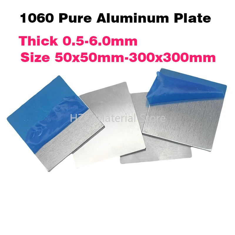 

1-2Pcs 1060 Pure Aluminum Plate Thick 0.5 - 6.0mm Aluminum Sheet Processing Customized 50x50/100x100/100x150/150x150mm-300x300mm