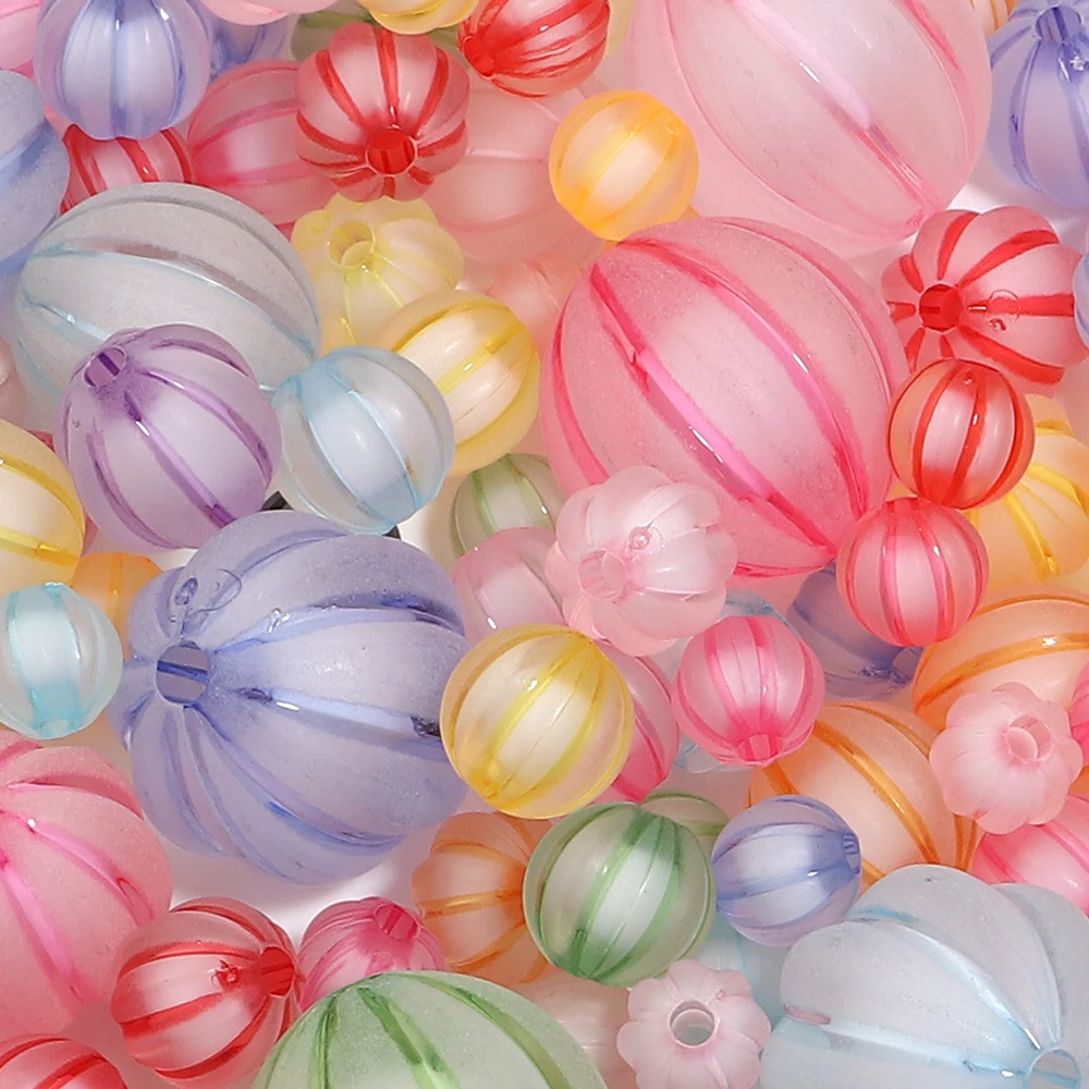 10-100 Stück/Lot Kürbisförmige Acrylperlen, bunte runde lose Perlen für die Schmuckherstellung, DIY-Halskette, Armband, Schmuckzubehör