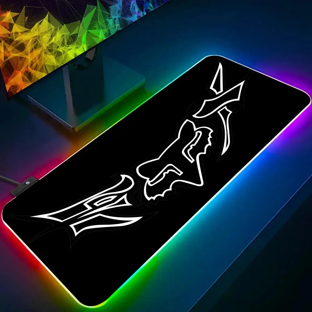 Is Car F-Fox Racing Logo MINISO Mouse Pad RGB Glow Personality Picture Custom PC Table Mat Carpet Mat Game Player Dedicated LED