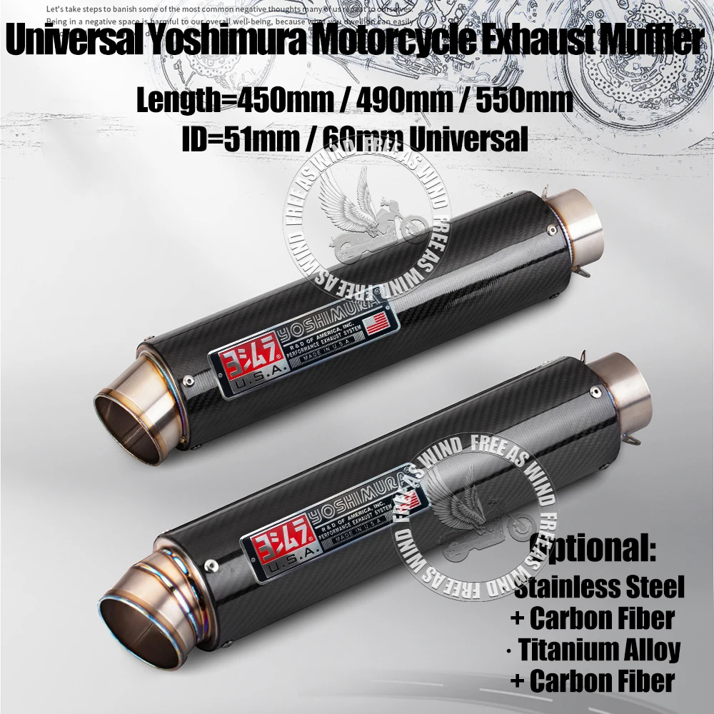 

Longer Titaniium Alloy Yoshimura Motorcycle Exhaust Pipe Muffler Escape for Kawasaki Honda Suzuki CF Etc Exhaust Modified Parts