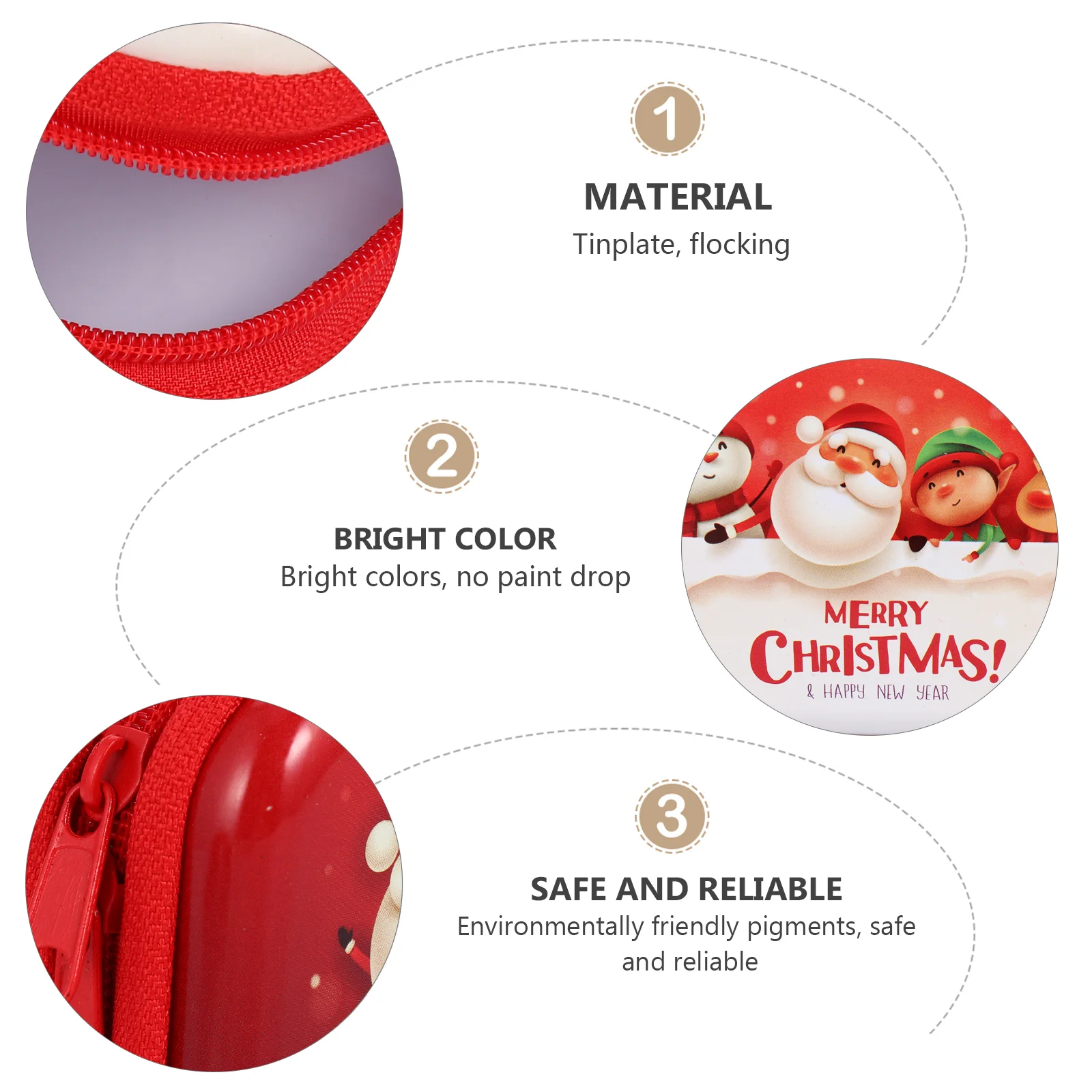 4 Pcs Christmas Tin Box Coin Purse Zippered Change Bag Decorations Earphone Iron Rectangular Mini Child